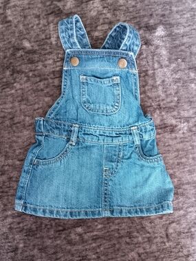 Old Navy Denim Overall Dress Blue Jean 100% Cotton Adjustable baby girl 3-6month